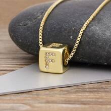 1件18K镀金铜方形26字母立方氧化锆吊坠项链，奢华珠宝，女士礼物，情人节礼物 - 金色 - 查看 21