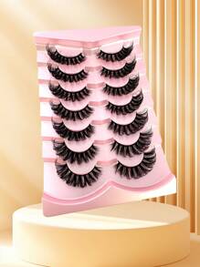 New 7pairs Russian Volume Classic Cat Eye Mink False Eyelashes Natural D Curl Fluffy Faux Eyelashes Extension For A Natural Look