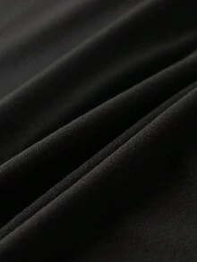 Plus Size Women V-Neck Short Sleeve Solid Color Casual T-Shirt Dress - Black - View 3