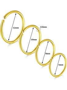 AVYRING 4Pcs Nose Rings Hoops Stainless Steel Earrings Piercing Hoops Jewelry For Men Women,Nose Rings Hoops Snug 22G 20G 18G 16G Stainless Steel Nose Septum Tragus Earring Lip Nostril Piercing Jewelry For Women Men,Diameter 6/8/10/12mm - Multicolor - View 10