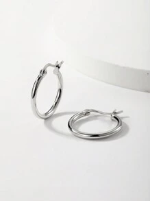 1 Pair Minimalist 925 Silver Gold-Plated Round Hoop Earrings