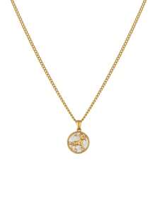 1 件不锈钢贝壳十二生肖硬币项链，18K 真空镀金，女士珠宝礼物 - 金色 - 查看 10