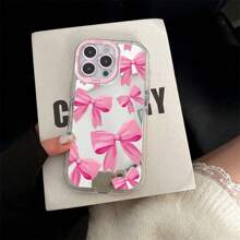 A Pink Bow Mirror Phone Protective Case Can Be Used As A Makeup Mirror Compatible With IPhone16/7/8/11/12/13/14/15/X/XR/Xs/Plus/Pro/Pro Max/SE2
