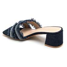 Summer Fashion Versatile Rhinestone Decor High Heel Sandals - Navy Blue - View 3