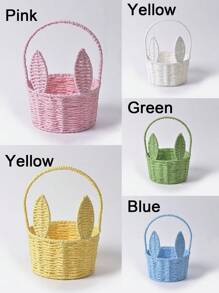 1 件复活节兔子篮子杂物收纳盒编织花篮野餐篮复活节篮子适用于家庭花园派对露营厨房户外装饰 - 1pc - 查看 4