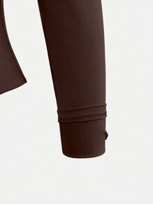 XLLAIS 女士弹力修身休闲夜店风长袖亮红色T恤，秋冬春季款 - 深咖色 - 查看 8