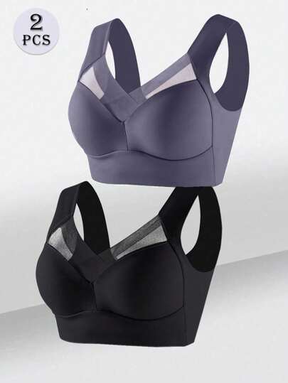 2 Pcs Seamless Backless Wirefree Bras For Women, Simple & Comfortable