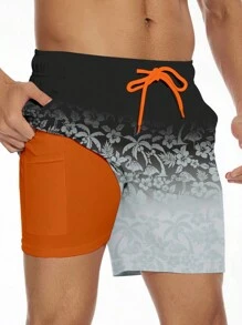 Pantalones cortos de playa casuales hawaianos para hombre, de tela de doble capa de secado rápido, shorts deportivos para exteriores, con nuevo estilo de estampado de moda