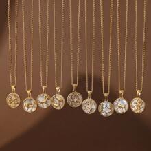 1 件不锈钢贝壳十二生肖硬币项链，18K 真空镀金，女士珠宝礼物 - 金色 - 查看 5