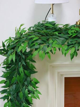 2PCS Artificial Vine Garlands, Simulated Vine Green Leaf Garland Decorations, Artificial Plant Green Plants, Suitable For Table Decorations, Home Room Wall Decorations, Wedding Arch Decorations, And Party Decorations