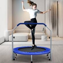 Foldable Jumping Fitness Trampoline Exercise Rebounder 4-Level Adjustable Handle - Blue - View 7