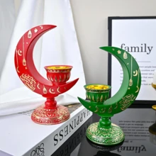 1pc Arabic Creative Embossed Star & Moon Shaped Incense Burner Home Decor, Essential Rama Festival Aroma Diffuser, Gold Plated Resin Craft Ornament - Multicolor - View 7