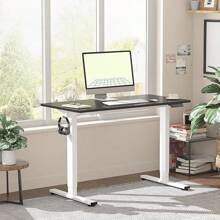 One-Piece Standing Desk, 40 X 24 Inches Large Height Adjustable Desk, Electric Sit Stand Desk Home Office Table Computer Workstation (White Frame + Black Desktop, 2 Packages) - 黑色 - 查看 2