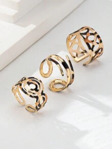 3 buc/Set Inele cu model spiralat cu picătură de apă cu picătură de apă cu imprimeu leopard, potrivite pentru cadouri, petreceri, ținute zilnice, casual șic