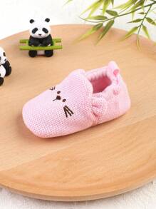1 paire de chaussures plates élastiques pour bébés avec design de souris de dessin animé, convient pour les tout-petits de 0 à 1 an, adapté au printemps, à l'automne, à l'hiver et à l'été