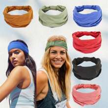 1 件新款女士扎染弹性头带，十字结设计，佩斯利图案，柔软头巾，适合女孩、瑜伽、运动、健身 - 彩色 - 查看 3