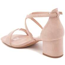 Cross Strap Heeled Shoes With Buckle - Pink - View 3