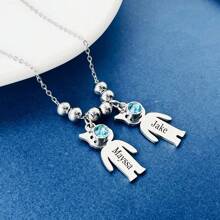 女士定制不锈钢项链，刻有 1-3 个名字，个性化吊坠项链，非常适合母亲节的家庭礼物。 - 彩色 - 查看 16