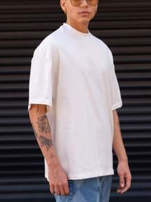 Men Solid Drop Shoulder Tee