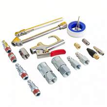20Pcs Air Compressor Accessory Kit 25Ft Recoil Tire Hose Gun Nozzle Set 1/4" NPT