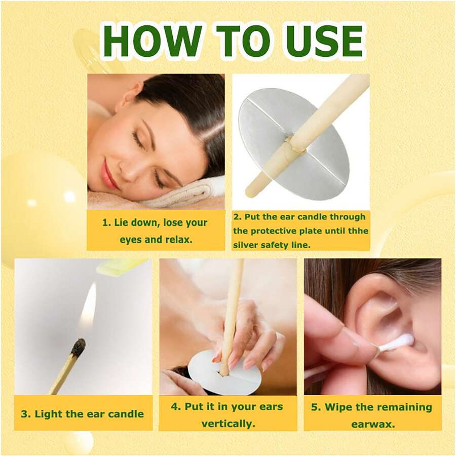 Ear Candles, 10 Pcs Natural Beeswax Ear Candles Kit, Beeswax Hopi Ear ...