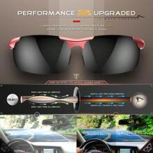 Lentes de Sol para Hombres Gafas de Sol Deportivas Polarizadas con Protección UV - Rojo+Negro/Non Espejado - Ver 5