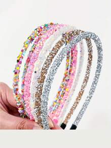 1/3 件韩版甜美绿粉发圈，闪亮糖果洒粉头带闪光女孩头扣发饰，亮片头带，派对配饰 - 彩色 - 查看 3
