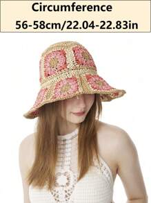 LEAJOURNO. 1pc Exotic Hollow Out Vintage Floral Bucket Hat, Hyuna Style Foldable Bucket Hat