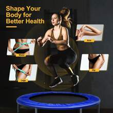 Foldable Jumping Fitness Trampoline Exercise Rebounder 4-Level Adjustable Handle - Blue - View 5