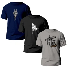 KIT 3 RELIGIOUS Printed Shirts 100% Unisex Men's T-Shirts