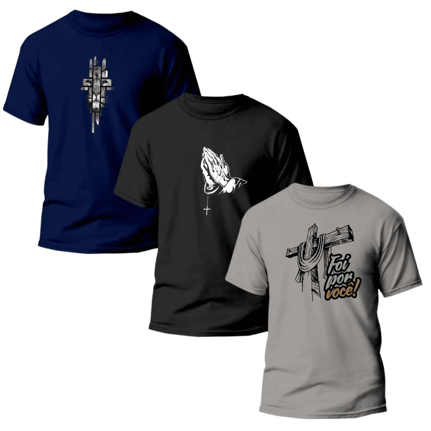 KIT 3 RELIGIOUS Printed Shirts 100% Unisex Men's T-Shirts
