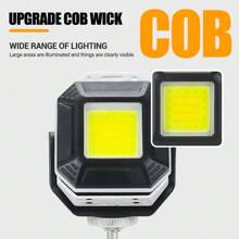 1 pièce Lampe de travail COB avec chargement Type-C, 3 sources de lumière, porte-clés lampe de poche multifonction portable pour le camping en extérieur