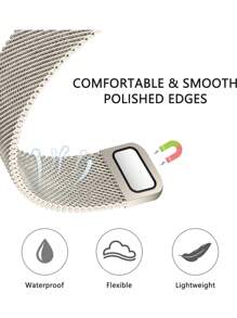 1pc Unisex Starry Milanese Stainless Steel Watch Band, Compatible With Apple Watch 44mm 40mm 41mm 45mm 42mm 46mm 38mm Ultra 3/2/1 49mm, Magnetic Metal Strap, Luxury Stainless Steel Band, Compatible With Series 11 10 9 8 7 SE 6 5 4 3 2 1 - Starlight Charcoal - View 5