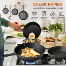Chugod Sartenes De Hierro Fundido, Juego de 5 Sartenes Antiadherente Freír, Sarten Hierro Fundido, Multifuncional Sartén para Freír, 5 Piece Chef Set - 10cm, 14cm, 16cm, 20cm, 26cm - 1 - Ver 4