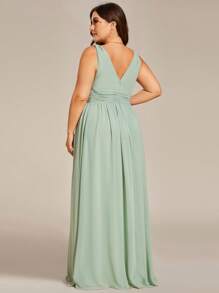 Elegant Sleeveless Pleated High Waist Sage Green Bridesmaid Maxi Dress, Formal Long Gown, Spring Wedding Guest Attire, Holiday Women Dress - Mint Green - View 2