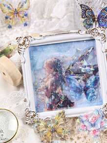 20张/包，精美蝴蝶图案复活节贴纸，防水PET动物印花手册装饰贴纸，适用于手机壳剪贴簿卡片装饰材料贴纸，学校用品文具装饰贴纸 - 彩色 - 查看 5