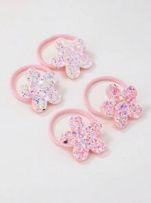 10pcs/Set Girls Shiny Sequin Pink Flower Hair Scrunchies, Cute & Fashionable Hair Ties, Suitable For Daily Use - Multicolor - View 8