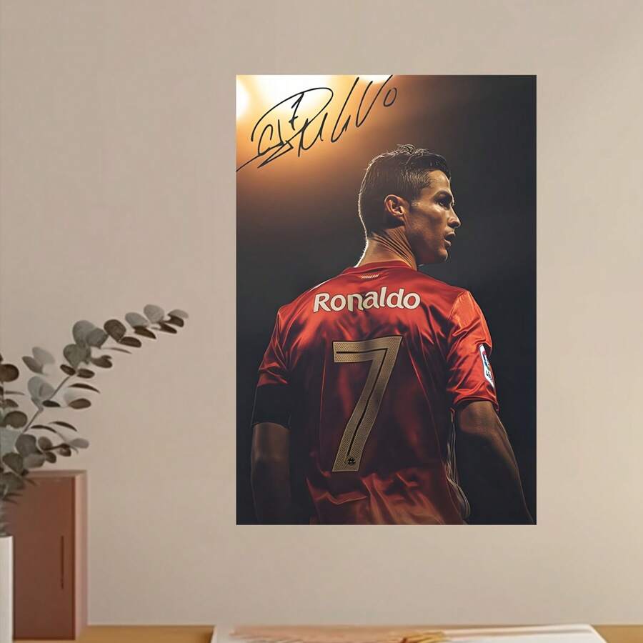 Christiano Inspired Canvas Wall Art -Football Star Prints, 1 PC Keyword Wooden Framed Canvas Painting - Thickness 2. 25cm/0. 9inch, Home Gift Decoration Room Decoration Aesthetic Wall Decoration Art Perfect Gift Autumn And Winter Wall Decoration Living Room Decoration Bedroom Decoration Kitchen Decoration Entry Decoration Bathroom Decoration Direct Wall Painting High Quality Wall Painting Poster