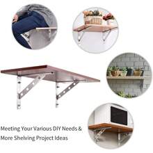 Shelf Bracket 12", Stainless Steel Heavy Duty L Shaped Brackets Wall Mounted Floating Table Support With Hanging Holes Corner Brace 4mm Right Angle Joint Brackets, 2pcs, Max Load 400lbs