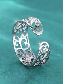 Stylever 1 件镂空图案趾环女士珠宝女士 S925 纯银独特基本拇指环精美珠宝开口戒指女孩海滩赤脚戒指礼物