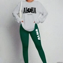 全新两件套女士长袖上衣、裤子和睡衣套装适合居家使用