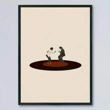 [低俗小说风格帆布艺术印刷品] 低俗小说风格剪影帆布艺术海报 - 无框、复古与现代墙壁装饰，适用于客厅、卧室、家庭办公室礼物生日毕业