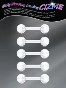 CIZME 5件/50件/套透明UV亚克力材质身体穿孔套装，包括肚脐穿孔、鼻穿孔、鼻中隔环、耳穿孔、唇穿孔，适合女性日常佩戴 - 無色 - 查看 13