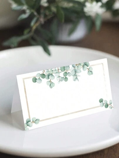 40 Stück/20 Stück - Grüne Aquarell Hochzeit oder Party Platzkarten, Tischkarten für Essplätze, vorperforiert für einfaches Falten, leere Namensschilder für Hochzeiten, Brautduschen, Abendessen, Empfänge, Partys, Halloween, Weihnachten, Erntedankfest und Erntefeste, können als Geschenke und Dekorationen verwendet werden, Herbstliches Thema