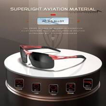 Lentes de Sol para Hombres Gafas de Sol Deportivas Polarizadas con Protección UV - Rojo+Negro/Non Espejado - Ver 3