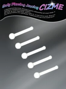 CIZME 5件/50件/套透明UV亚克力材质身体穿孔套装，包括肚脐穿孔、鼻穿孔、鼻中隔环、耳穿孔、唇穿孔，适合女性日常佩戴 - 無色 - 查看 7