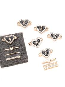 4Pcs/ Set Of Heart Alloy Alphabet Strap Charms Compatible With Apple Watch Band Accessories Decoration For Smart Watch Band Series Charms