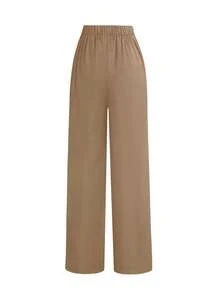 (Friendly Reminder: Runs Large) Spring Women's Thick Fabric Suit Pants, Simple Business Casual Commute Elegant Resort High-End Versatile Slimming Victory Day Lady Retro Korean Style - Khaki - View 2