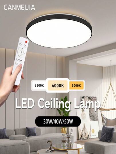 CANMEIJIA 1Pc Modern LED Ceiling Light 220V Remote Control Ceiling Lamp Stepless Dimming And Toning 3000K-6500K Bedroom Decoration LED Lamp.Suitable For Living Room, Kitchen, Dining Room, Study Room