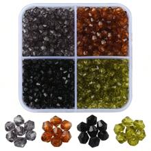 约 1200 件 4 色透明亚克力珠、双锥珠，适用于手链 DIY 珠宝制作